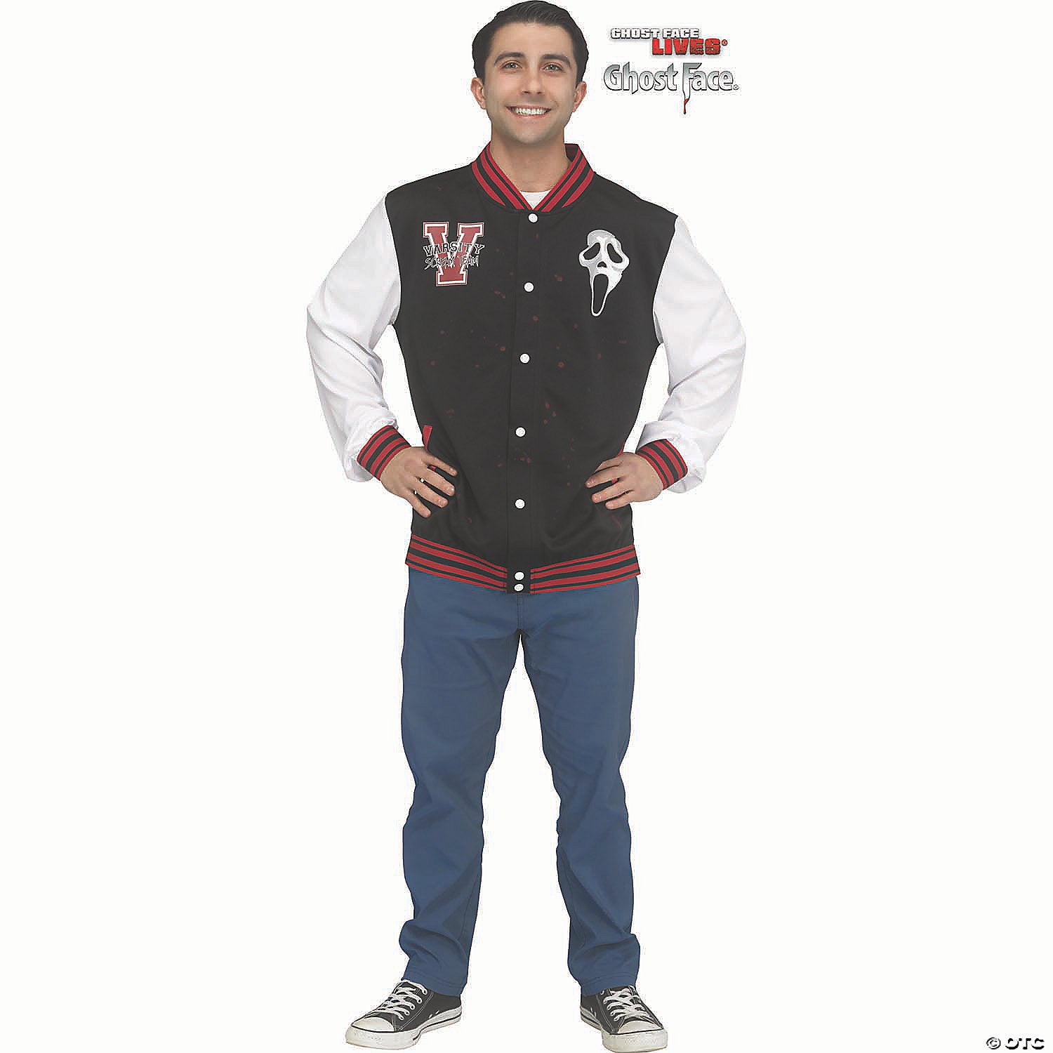 adults red scream team varsity jacket costume   standard~fw134134