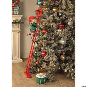 climbing elf with ladder christmas decoration~va1009-a06