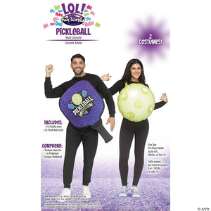 adults pickleball pair paddle & pickleball couples costume   one size~fw138204