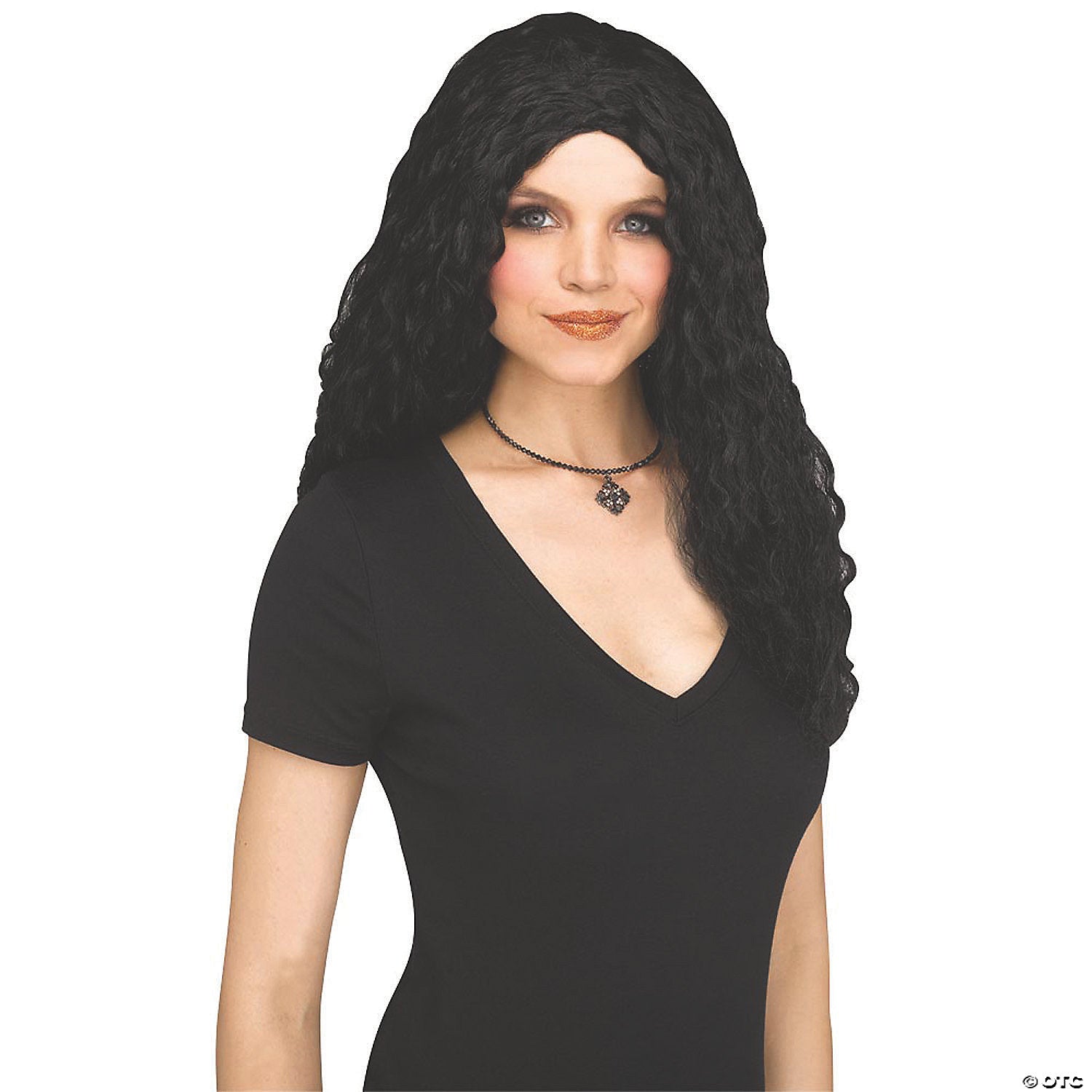 adults black crimped wig~fw92137bk