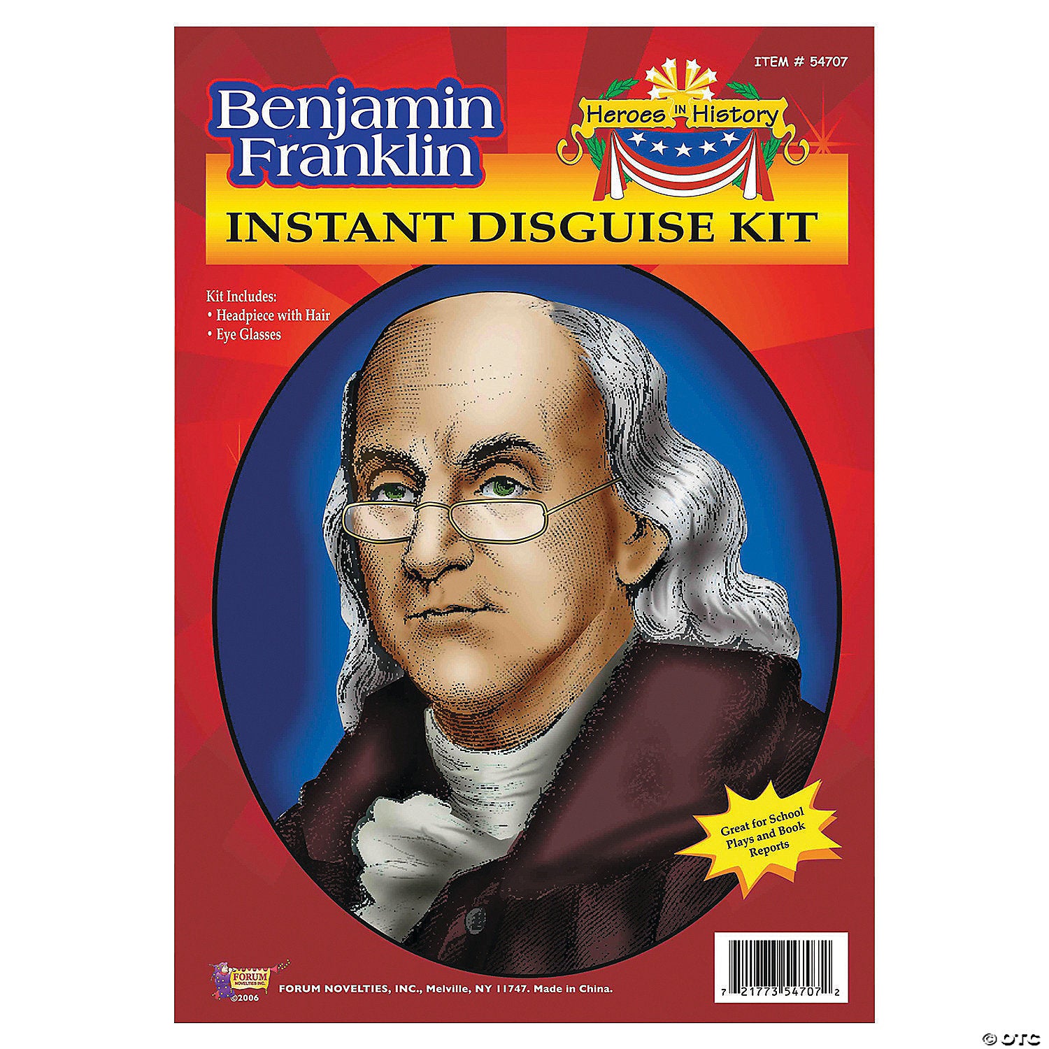 heroes in history  benjamin franklin wig & glasses~ru54707