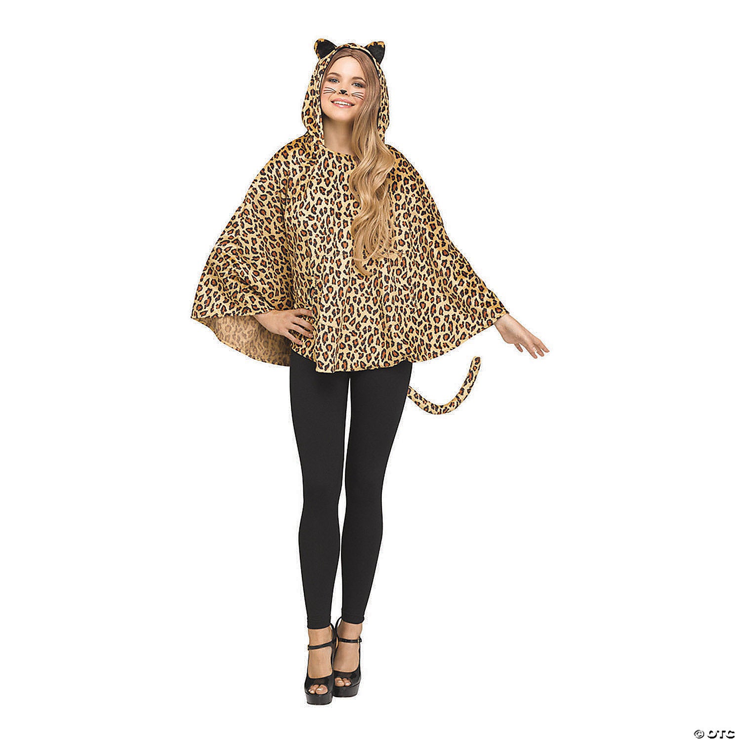 woman s hooded leopard poncho costume~fw90648l