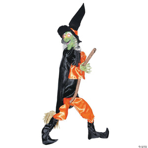 48  hanging leg kicking witch with broom halloween decoration~ss83234-a06