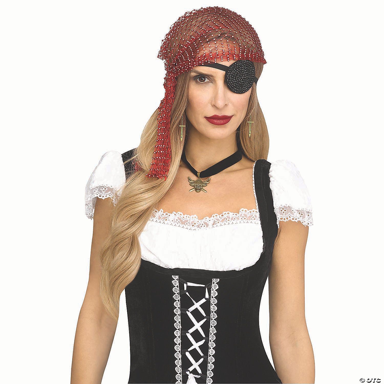 adults burgundy rhinestone bling pirate costume accessory kit~fw96956bg