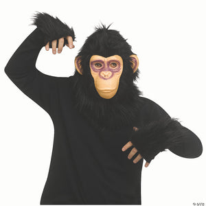 adults black monkey mask & black fingerless gloves costume accessory~fw93587