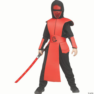 kids red & black polyester ninja guard costume   large 12 14~fw134162rl