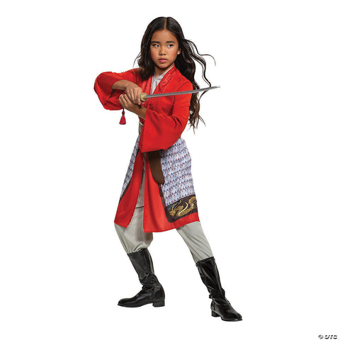 Girl's Classic Mulan Hero Red Dress Costume - Small