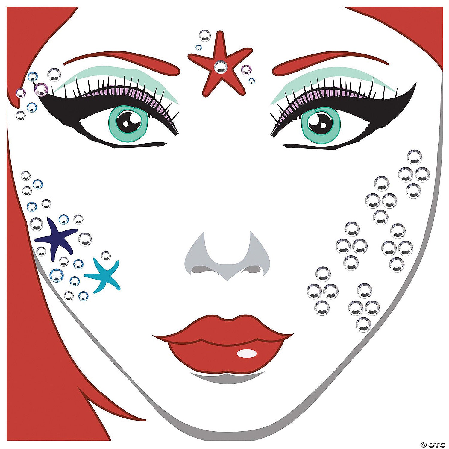 mermaid face decal~glfd011