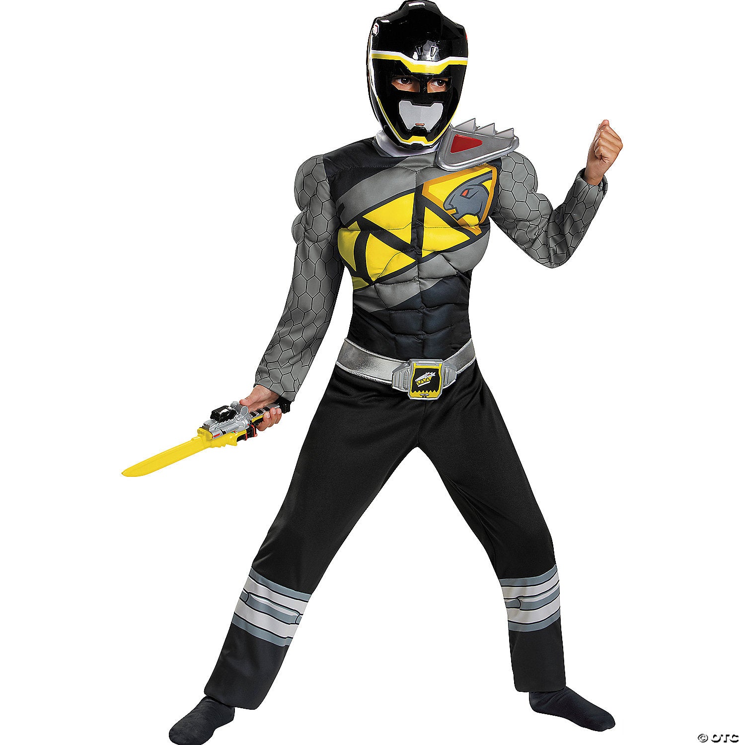 Child Dino Charge Black Ranger Muscle Costume 4-6