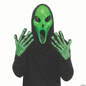 adults alien spawn& 8482  green full mask with black shroud & green gloves set~fw93593