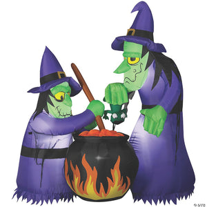 6  blow up inflatable double bubble witches with cauldron outdoor yard decoration~ss64022g