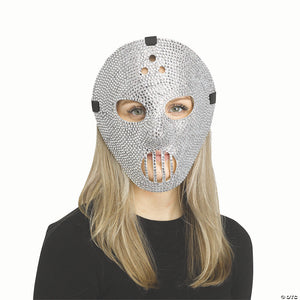 adults silver rhinestone bling hockey full mask   one size~fw93554