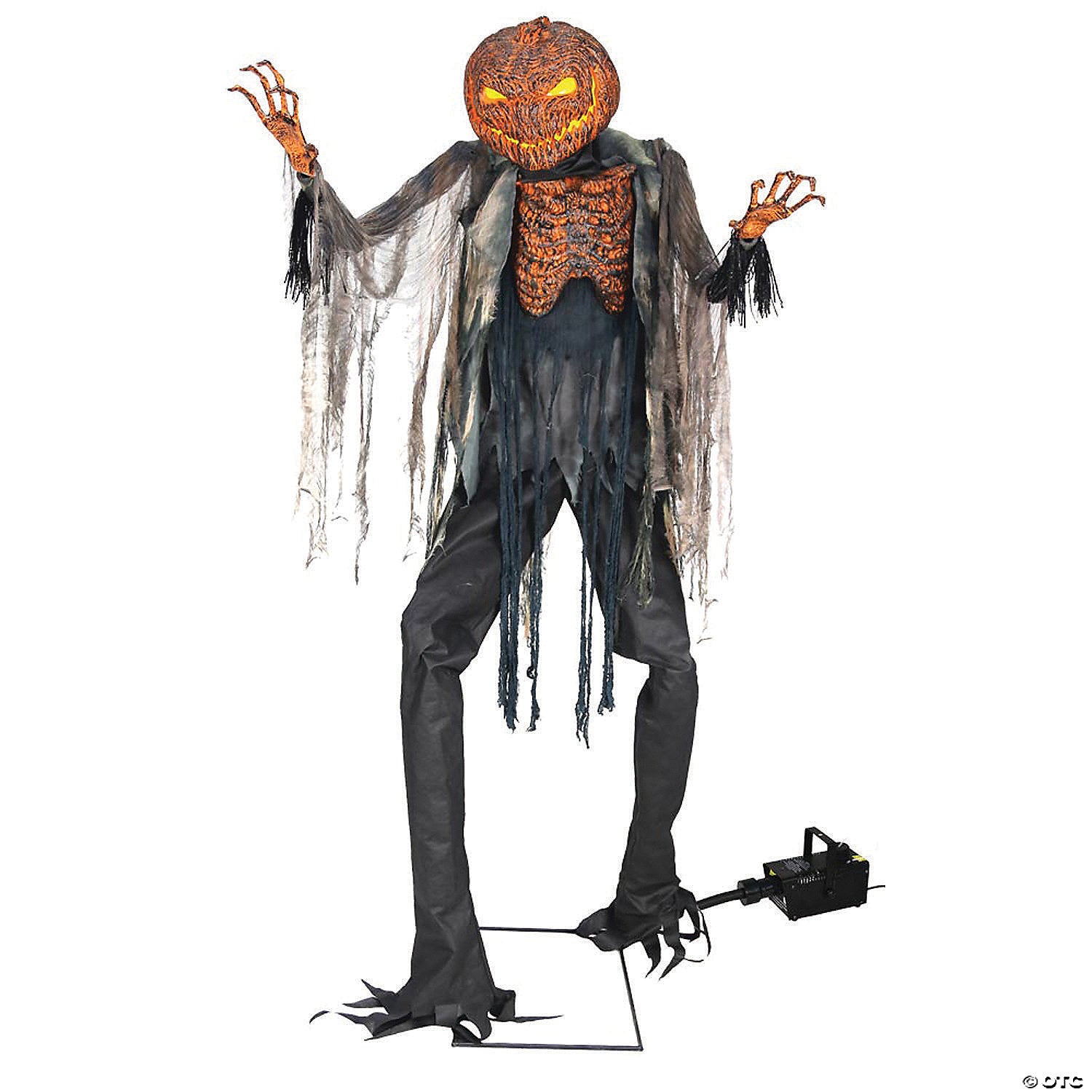 7 ft  x 3 ft  animated scorched scarecrow with fog machine decoration~mr127030-a02