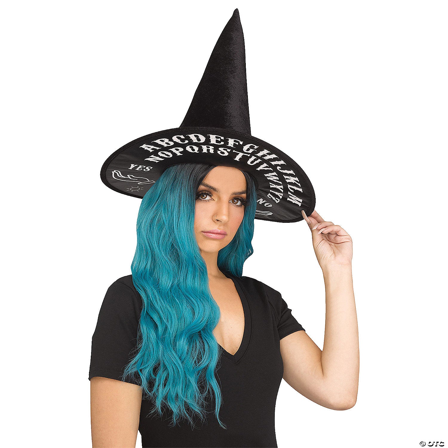 adults black witch hat with spirit board print~fw93138b