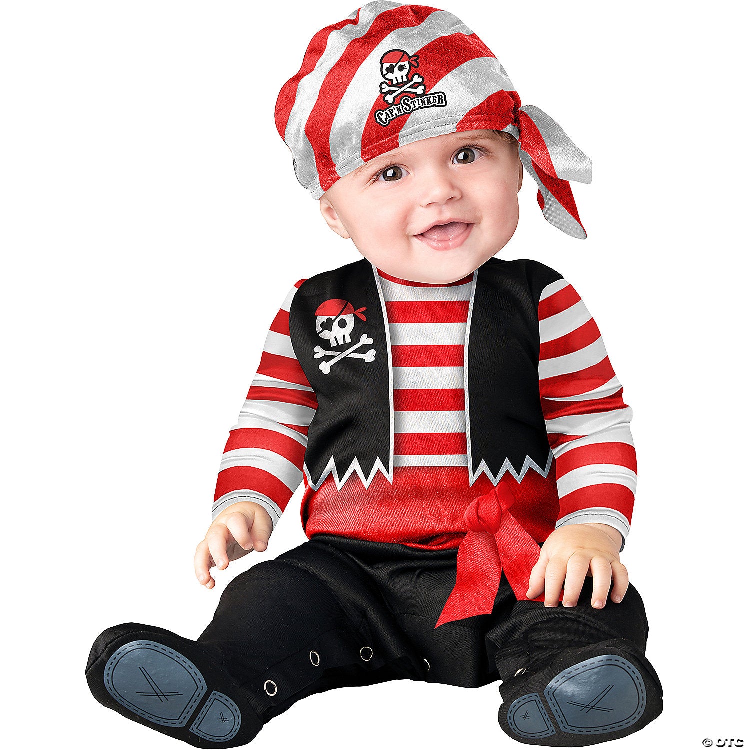 baby value red  black & white pirate polyester halloween costume   xs 0 6 months~fwck16156xs