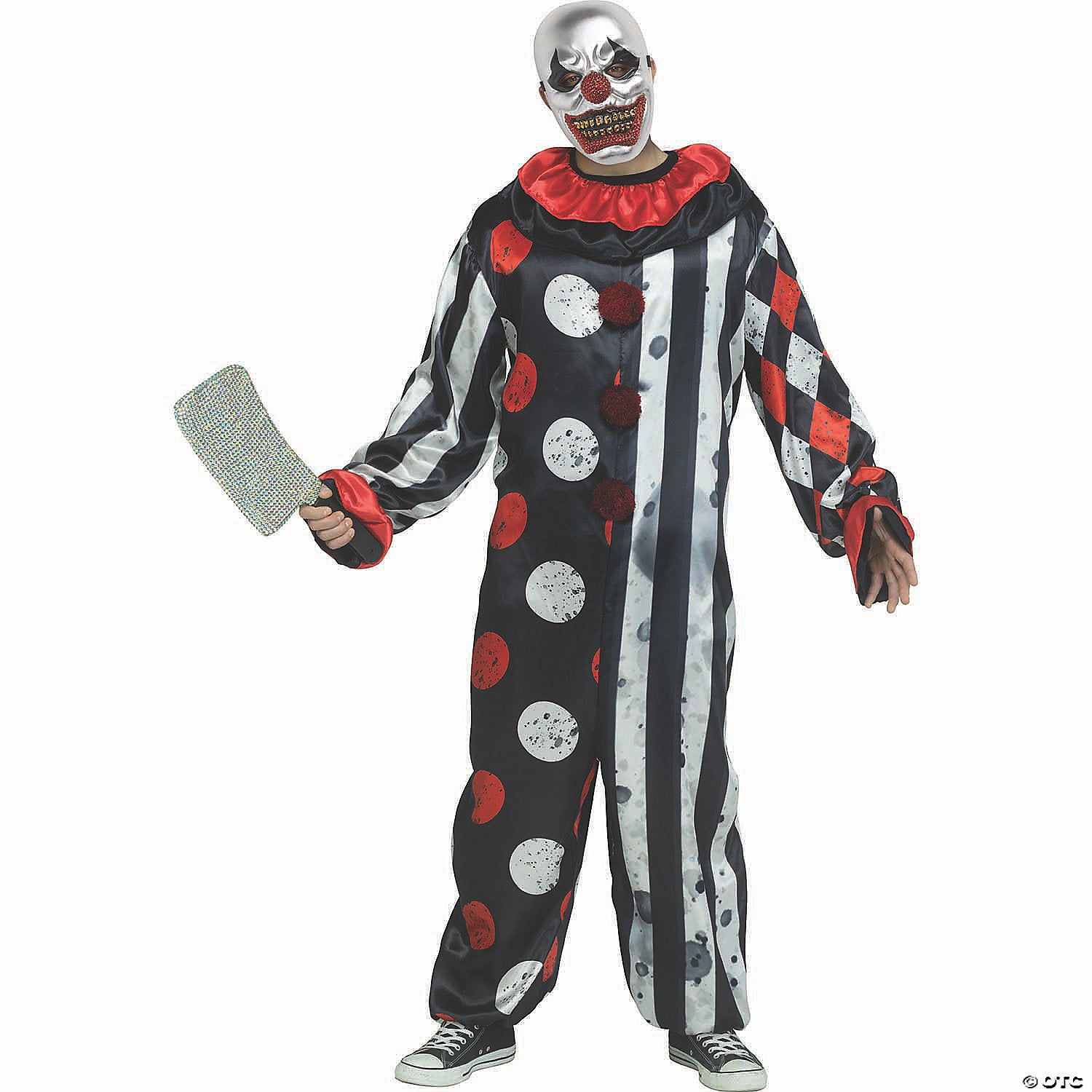 adults black  white & red big top bling clown costume   standard~fw134154