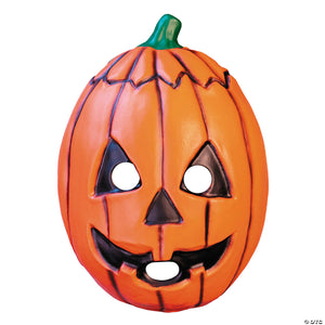 adults don post studios& 8482  orange pumpkin face injection molded plastic mask   one size~mattdp190-a02