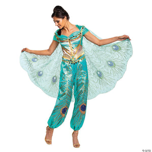 women s deluxe aladdin& 8482  live action teal jasmine costume   large~dg22456e-a01