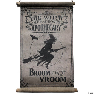 26  broom vroom canvas hanging sign halloween decoration~ss45980