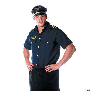 men s blue pilot shirt costume~ur29023