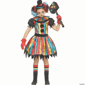 girl& 8217 s multicolor polyester carny clown costume   extra large 14 16~fw127082xl