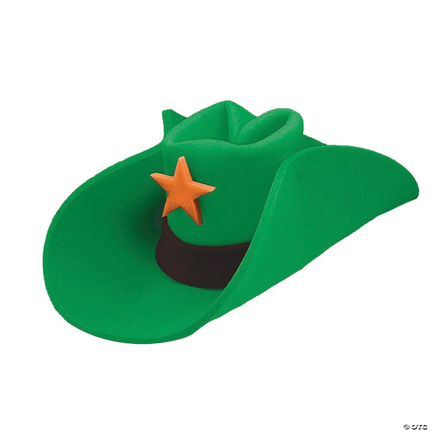 green foam 40 gallon hat with orange star~gc45gr