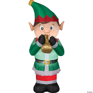 72  blow up inflatable animated elf playing trumpet outdoor yard decoration~ss118906g-a01