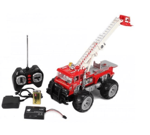 Big RC Fire Truck Toy W/Ladder Is Remote Controlled