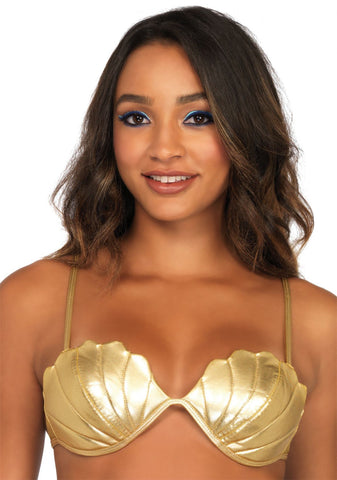 Women's Gold Mermaid Shell Bra - Medium