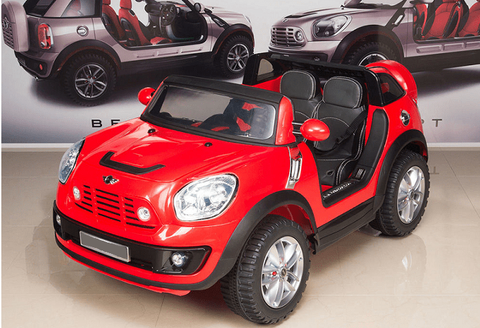 Magic Cars® 2 Seater Electric Mini Cooper Ride On Remote Control RC Car For Kids W/Leather Seats