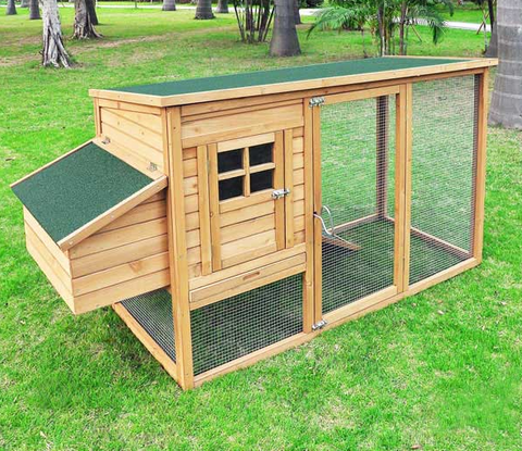 Mini Poultry Coop Wooden Hen Chicken House & Run 2 Levels