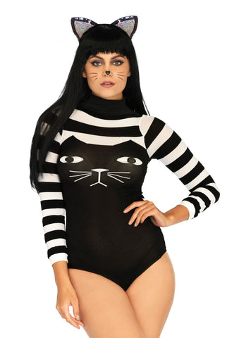 Women's Nylon Spandex Striped Cat Bodysuit Costume