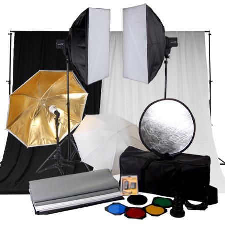 Photo Studio Kit Soft Box Umbrella Strobe Light Backdrop Support