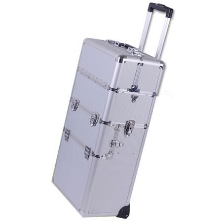 Professional Rolling Train Cosmetic Makeup Case Sliver