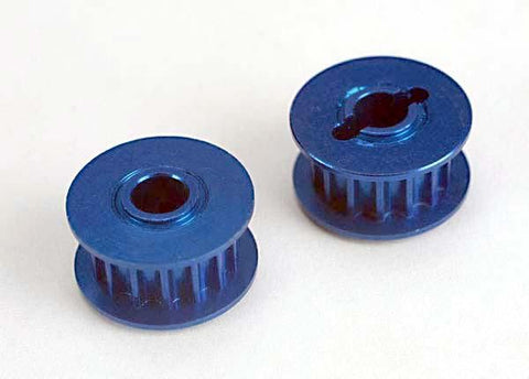 Pulleys, 15-groove (front/ rear) (blue-anodized, light-weight aluminum) (2)/flanges (2)