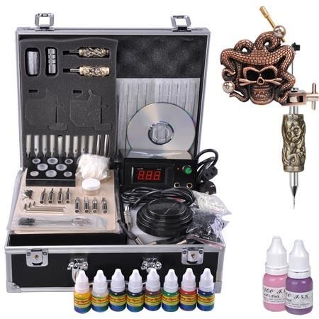 Skull Series 1 Gun Tattoo Kit Machine LCD - Copper