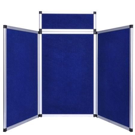 Tabletop Folding Panel Display 3 Panels with Header 6' Blue