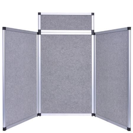 Tabletop Folding Panel Display 3 Panels with Header 6' Gray