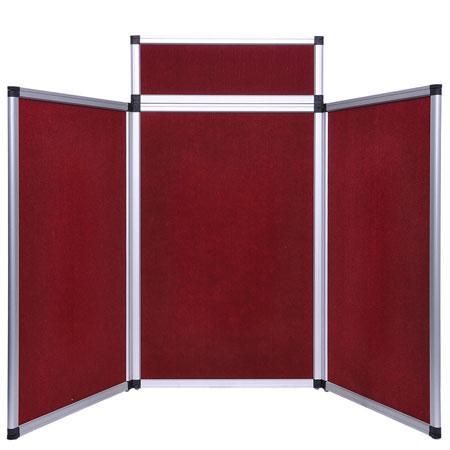 Tabletop Folding Panel Display 3 Panels with Header 6' Red