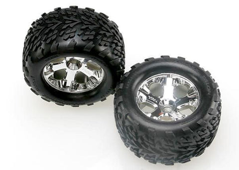 Tires & wheels, assembled, glued (2.8'') (All-Star chrome wheels, Talon tires, foam inserts) (Nitro Stampede front) (2)