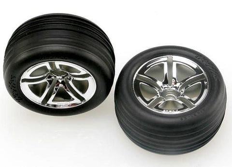 Tires & wheels, assembled, glued (2.8'') (Twin-Spoke wheels, Alias ribbed tires, foam inserts) (nitro front) (2)