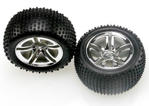 Tires & wheels, assembled, glued (2.8'') (Twin-Spoke wheels, Alias tires, foam inserts) (nitro rear) (2)