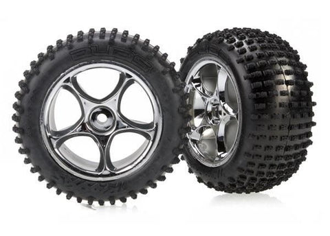 Tires & wheels, assembled (Tracer 2.2'' chrome wheels, Alias 2.2'' tires) (2) (Bandit rear, soft compound with foam inserts)