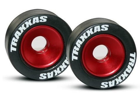 Wheels, aluminum (red-anodized) (2)/ 5x8mm ball bearings (4)/ axles (2)/ rubber tires (2)