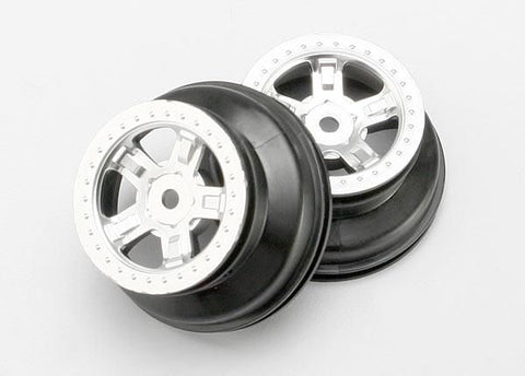 Wheels, SCT satin chrome, beadlock style, dual profile (1.8'' inner, 1.4'' outer) (2)