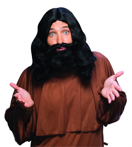 Biblical Beard & Wig Black Costume